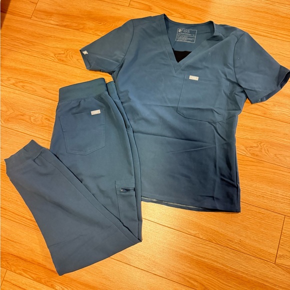 Figs Other - Figs Navy Teal Catarina Top & Zamora Jogger Scrub Set